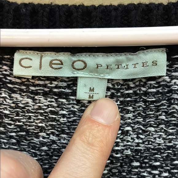 Cleo Petites Black and Gray V-Neck Sweater with Relaxed Fit - Picture 2 of 12
